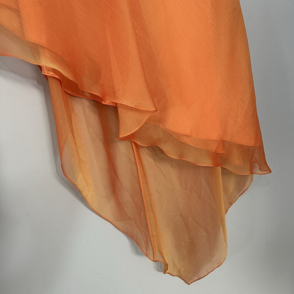 David Meister Y2K Orange Dress Vintage Skirt Set Formal Beaded Asymmetric - Picture 12 of 14